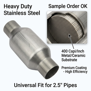 通用型 <span class=keywords><strong>2</strong></span>.5 英寸高流量催化转换器，旋转式不锈钢，400 CPSI，欧 4 5 高性能排气升级版 - Product Image 1