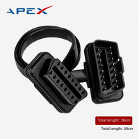Câble d'extension OBD2 mâle-femelle à âme en cuivre, isolé en PVC, type coudé, ruban plat, diagnostic automobile, 16 broches, 60 cm