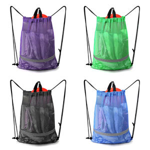 סיטונאי גודל לוגו מותאם אישית נסיעות שרוך ספורט פוליאסטר מתקפל נעלי תרמיל שקיות קניות בגדי אחסון - Product Image 6