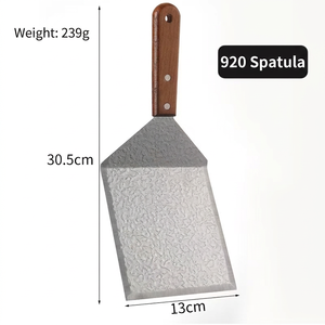 Spatules en acier inoxydable DF30 avec manches en bois – Outils de cuisine durables pour grillades et cuisson – Spatule de cuisine - Product Image 6
