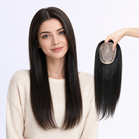 LLBeauty Topper sans couture en cheveux humains vierges chinois, base en soie nouée à la main, densité 110%, cheveux raides, cuir chevelu naturel, fournisseur de premier plan