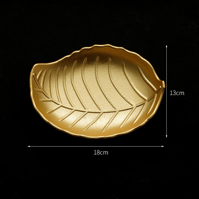 Golden wooden leaf fruit plate small b