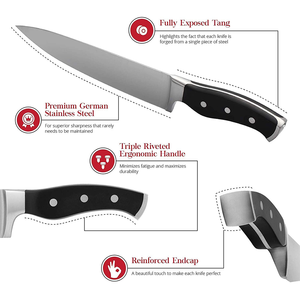 Ensemble de 19 couteaux de chef tranchants et résistants à la rouille, avec manche ABS à trois rivets, en acier inoxydable, avec bloc de rangement - Product Image 5