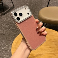 Casing Akrilik Glitter Sederhana untuk 18 Pro Max 17AIR DIY Penutup Belakang Perlindungan 360 Derajat Cakupan Penuh Desain Warna Solid Mesin Presisi