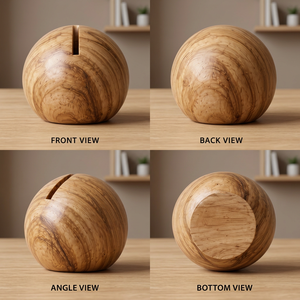 SAF Exports Minimalist Design Natural Wood <b>Round</b> Card Holder Handcrafted <b>Wooden</b> Polished Modern Home Decoration Freestanding - Product Image 4