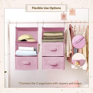 Hanging Closet Organizer <b>6</b>-Shelf Detachable With Side Pockets For Bedroom Clothing Storage Fabric Non Woven Material - Product Image 4