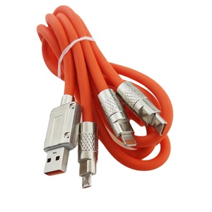 Câble de données numériques à charge super rapide pour téléphone portable 1.2M 120W avec liquide gras Câble de charge en caoutchouc souple trois en un - Product Image 1