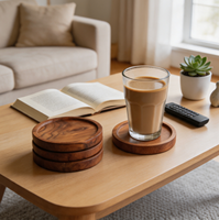 Dessous de verre en bois d'acacia Tapis de verre en bois pour tasses à café Table basse Table basse Cadeaux de pendaison de crémaillère pratiques Respectueux de l'environnement