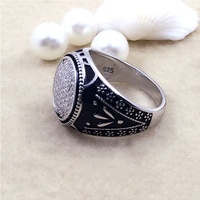 Bague en argent sterling 925 thaïlandais vintage avec onyx et pavé, idéale pour homme - Mariage, fiançailles, anniversaire, fête - Vente chaude directe usine