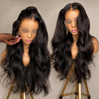 Perruque en cheveux humains bruts vietnamiens, ondulée, avec dentelle HD 13x6, sans colle, vente en gros