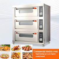 Four à gaz commercial personnalisé à 3 niveaux et 6 plateaux, commandé par bouton avec affichage LED et protection contre la surchauffe pour boulangerie