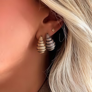 Modern Women Tear-drop Full Zirconia Drop Huggies <strong>Earrings</strong> Wholesale <strong>Statement</strong> <strong>Earrings</strong> - Product Image 1