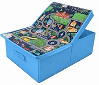 Boîte de rangement pliable et écologique pour vêtements, grande capacité, lavable, avec couvercle, 2-en-1, portable, pour salle de jeux