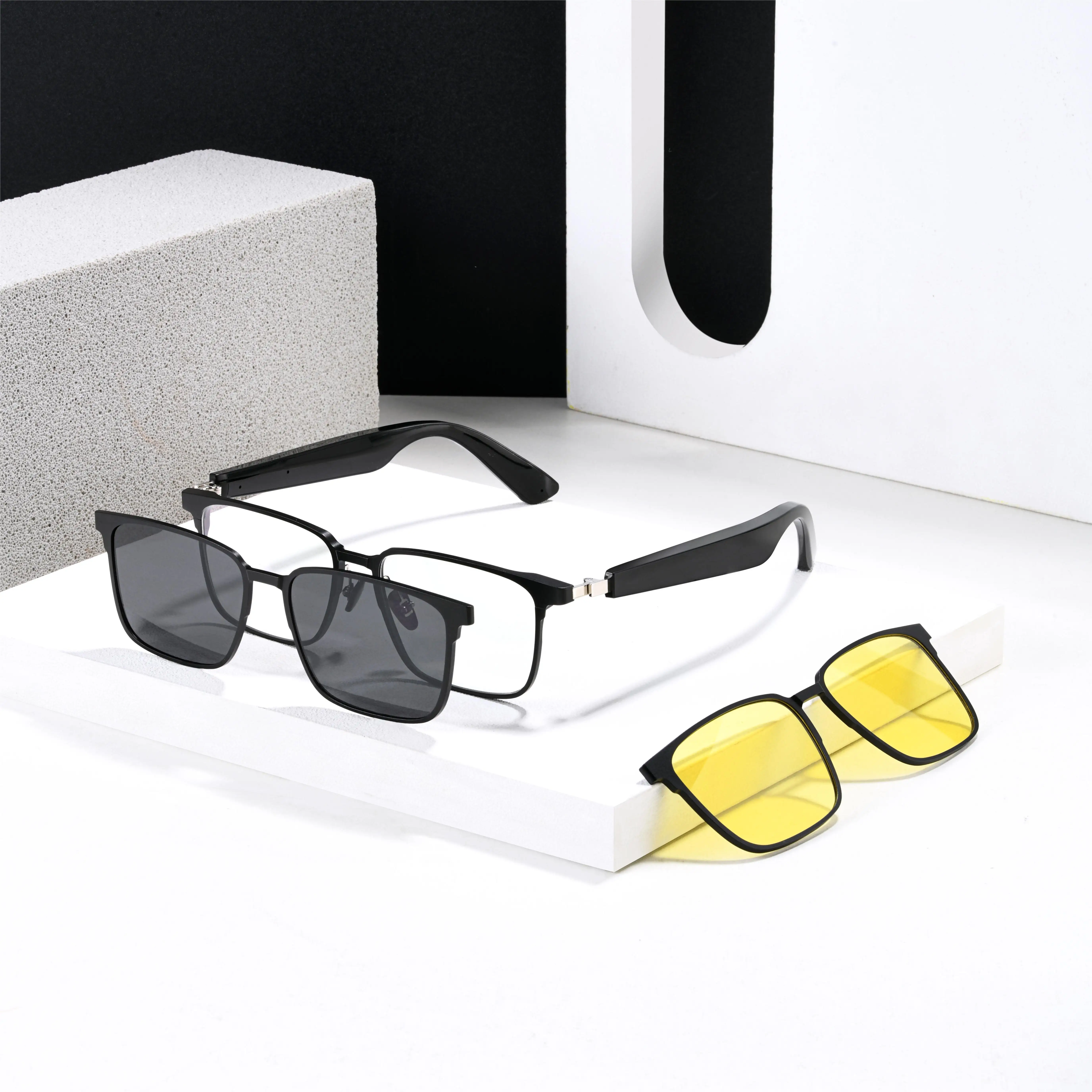Fabrika doğrudan yeni Bluetooth polarize güneş gözlüğü akıllı Bluetooth manyetik güneş gözlüğü polarize Bluetooth özel logolu güneş gözlükleri