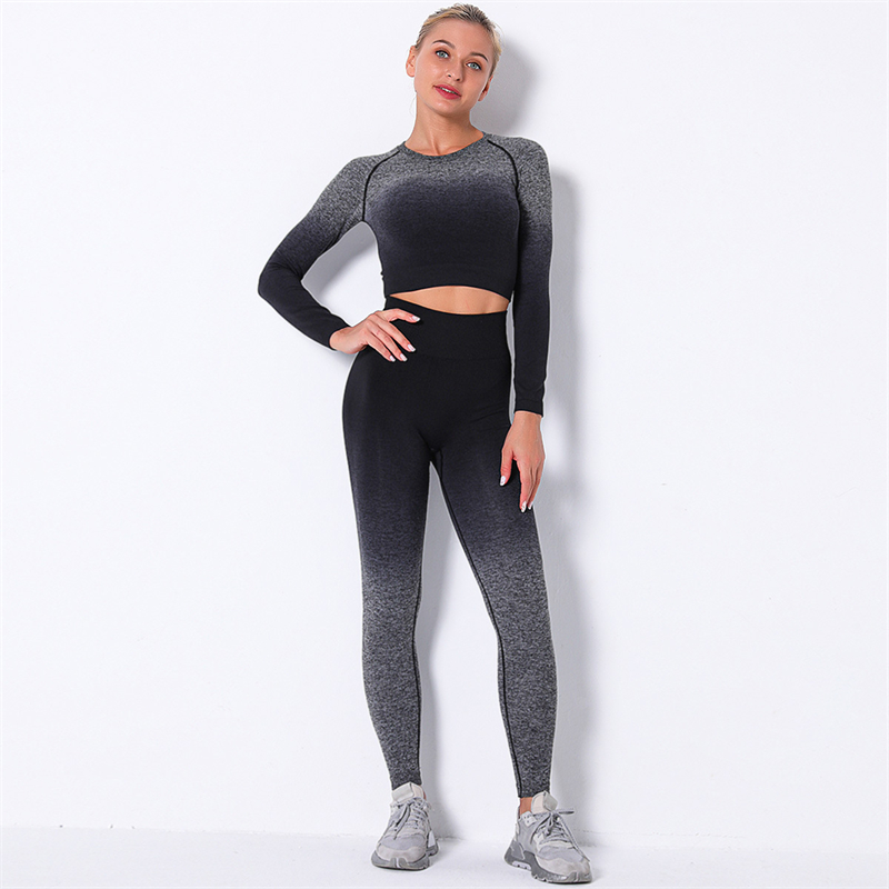 4 colors Fashion Modern Breathable Workout Clothing Women Active Wear Yoga Set hygroscopic and sweat releasing