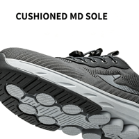 Chaussures de marche et de course pour hommes, grises, en tricot, légères, anti-douleur, antimicrobiennes, respirantes, avec logo personnalisé, directement de l'usine, avec système Bungee