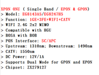 Chipsship Echolife EG8143A5/8247H5 XPON GPON EPON ONU ONT Modem Jaringan Serat Optik untuk Unit Jaringan Optik