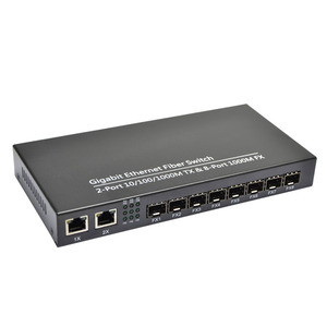Gigabit 8 SC cổng + 2 RJ45 Ethernet duy nhất chế độ sợi kép phương tiện truyền thông chuyển đổi chuyển đổi sợi thu phát - Product Image 1