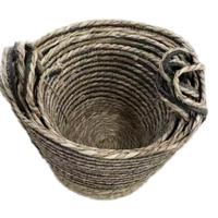 Nouvel ensemble de paniers de rangement vintage en coton et jonc de mer, motif zig-zag, pour cuisine et salle de bain, écologiques et faits à la main