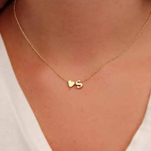 Hip-hop Texture Heart Letter Necklace Stainless Steel Plated 18k Gold Mini 26 Letter <b>Initial</b> Necklace for Women - Product Image 4