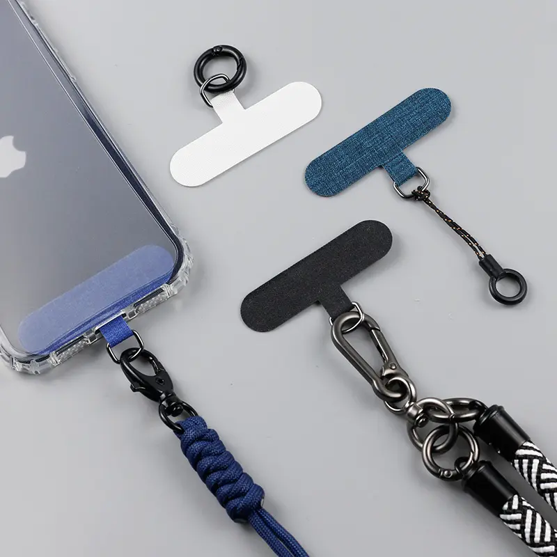 T Patch Klip Lanyard Tether Tab Hanger Holder Wrist Neck Strap Gasket untuk iPhone Samsung Xiaomi Huawei Casing Ponsel Lanyard Patch