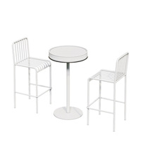 Ensemble de table et de chaises en métal pour l'extérieur, table haute en fer et ensemble de chaises, petite table ronde, design moderne, résistant à l'eau