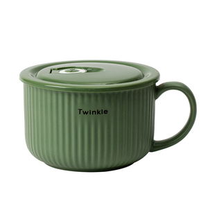 Cuenco Ramen de cerámica, cuenco de porcelana para fideos y sopa con mango y tapa, venta al por mayor - Product Image 6