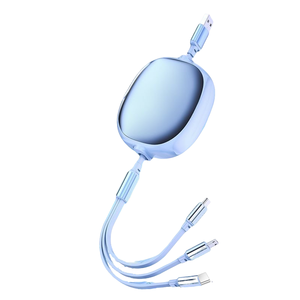 3-in-1 Custom Logo <strong>Printed</strong> 100W Retractable <strong>USB</strong> Charge <strong>Cable</strong> Two-Way Telescopic 6A Fast Charging for Mobile Phone TPE - Product Image 3