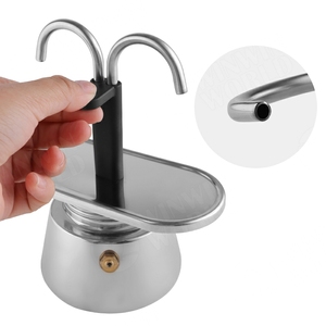 Juego <span class=keywords><strong>de</strong></span> 2 tazas Moka <span class=keywords><strong>de</strong></span> inducción <span class=keywords><strong>de</strong></span> <span class=keywords><strong>fuego</strong></span>, máquina <span class=keywords><strong>de</strong></span> café expreso portátil antigua <span class=keywords><strong>de</strong></span> acero inoxidable comercial, venta al por mayor - Product Image 5