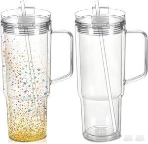 Bicchiere per Snowglobe in plastica a doppia parete da 40 once con manico e spina eco-friendly senza perdite per uso adulto - Product Image 1