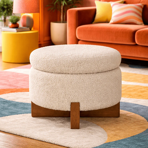 Puf Multiusos de Madera Maciza, Cojín de Suelo, Reposapiés, Estilo Tradicional, Asiento Ecológico Suave para Sala de Estar, Dormitorio, Niños, Escuela - Product Image 4
