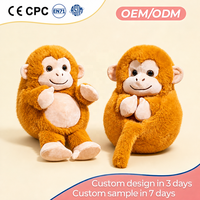 Peluche personnalisée singe assis mignon, douce au toucher, pour décoration de chambre et vente en gros pour magasins.