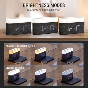 Réveil numérique de haute qualité avec charge sans fil 15W Max lampe de chevet tactile avec luminosité réglable pour téléphone intelligent - Product Image 6