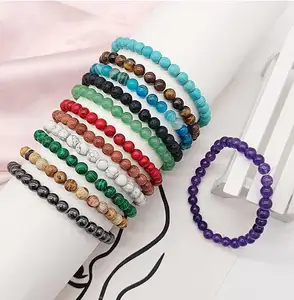 RTS Livraison Rapide 6MM Énergie Guérison Cristal Perle Bracelet Grande Variété Cristal Enfants Pierre Naturelle Perle Bracelet Pour Cadeaux