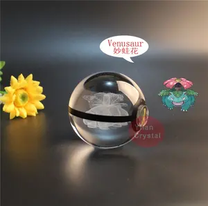批发50毫米80毫米Venusaur水晶精灵球k9优雅雕刻球为Chidren的礼物