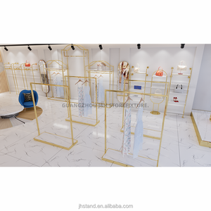 Moda showroom negozio di <span class=keywords><strong>abbigliamento</strong></span> mobili design oro appendiabiti design negozio nero <span class=keywords><strong>uomo</strong></span> <span class=keywords><strong>abbigliamento</strong></span> design interior design - Product Image 3
