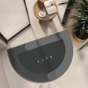 Alfombra de Baño Tejida Elegante en Forma de U, Color Gris Oscuro, Absorbente, Antideslizante, Diseño Minimalista - Product Image 5