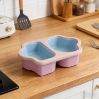 Boîtes à collation réutilisables en silicone sans BPA personnalisées, boîtes à collation à double compartiment, mini boîtes à collation avec couvercles