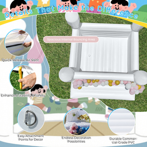 Castillo Inflable Brincolín de PVC de Grado Comercial Blanco de 13x11.5x10 Pies para Cumpleaños/Fiestas/Bodas - Product Image 6
