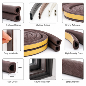 Guarnizione Premium Tipo D <span class=keywords><strong>per</strong></span> Porte, Striscia Sigillante in Schiuma EPDM Autoadesiva <span class=keywords><strong>per</strong></span> Isolamento Porte Camera da Letto - Product Image 3