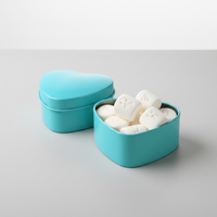 Boîte en étain turquoise en forme de cœur pour bonbons de mariage, mini-conteneur métallique bleu sarcelle pour souvenirs de fête, vente en gros