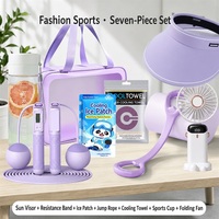 Ensemble d'entraînement fitness pour femmes prêt à être expédié, avec corde à sauter numérique, bande de résistance et parapluie anti-UV pour les vacances d'été