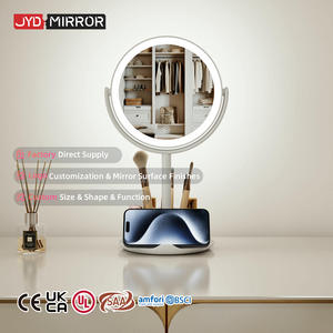 Supporto del telefono cellulare di 360 gradi girevole cosmetico illuminato luci Led rotondo specchio per il <span class=keywords><strong>trucco</strong></span> di vanità con lo stoccaggio - Product Image 1