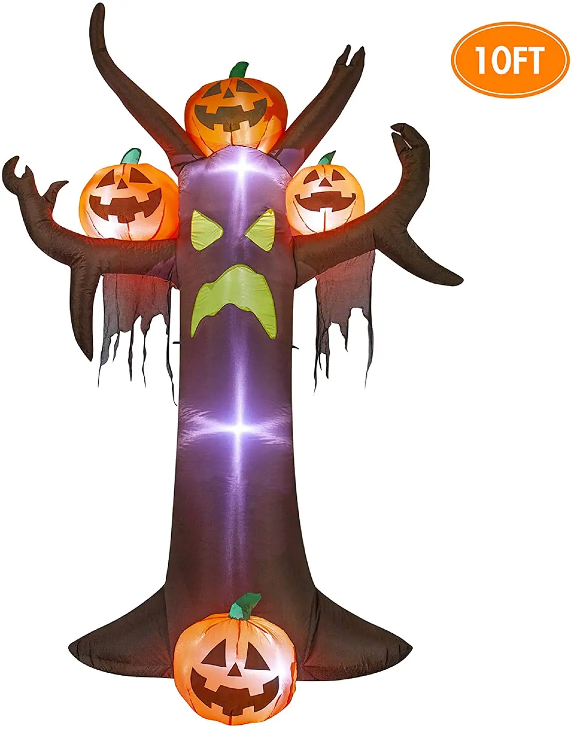 Außen Dekoration Air Schwarz Pre Leuchtet Halloween Baum Aufblasbare Spooky Toten Baum Mit Orange Licht