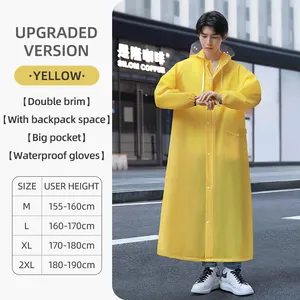 Beimei EVA adulte long manteau imperméable imperméable adapté pour homme randonnée avec capuche forte pluie