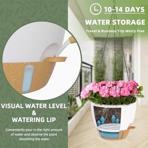 Maceta Colgante P472-2 <span class=keywords><strong>de</strong></span> 12 Pulgadas con Borde <span class=keywords><strong>de</strong></span> Riego, Orificios <span class=keywords><strong>de</strong></span> Drenaje y Plato Extraíble para Plantas Grandes <span class=keywords><strong>de</strong></span> Interior y Exterior - Product Image 4