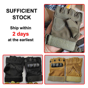 Guantes Tácticos de Medio Dedo para Motociclismo y Entrenamiento al Aire Libre - <span class=keywords><strong>Gel</strong></span> de Sílice y Poliéster con Parche Negro en la Palma para Caza, Deportes y Ciclismo - Product Image 4