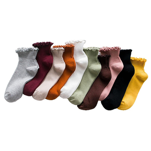 Wholesale Women's Cute Ankle <strong>Socks</strong> Ruffle Lettuce Edge Breathable Knit Cotton Soft Frilly Ankle <strong>Socks</strong> for Girls - Product Image 2