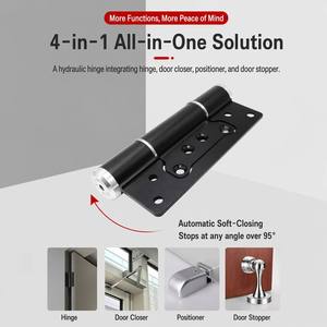 Bisagra de Bandera Hidráulica de Cierre Suave de 5 Pulgadas de Alta Resistencia, de Aleación de Aluminio Negro Mate, Sin Mortaja, con Amortiguación Silenciosa para Puertas de Madera de Hotel - Product Image 4