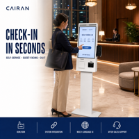Kiosque extérieur en libre-service avec lecteur de codes-barres, design compact et portable, lecteur de cartes de crédit intégré, idéal pour les restaurants, les bars et le commerce de détail